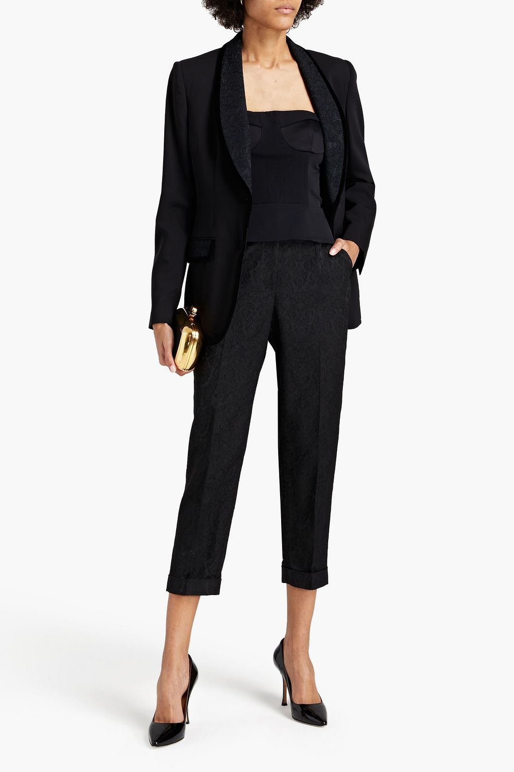 DOLCE&GABBANA Cropped satin-jacquard tapered pants