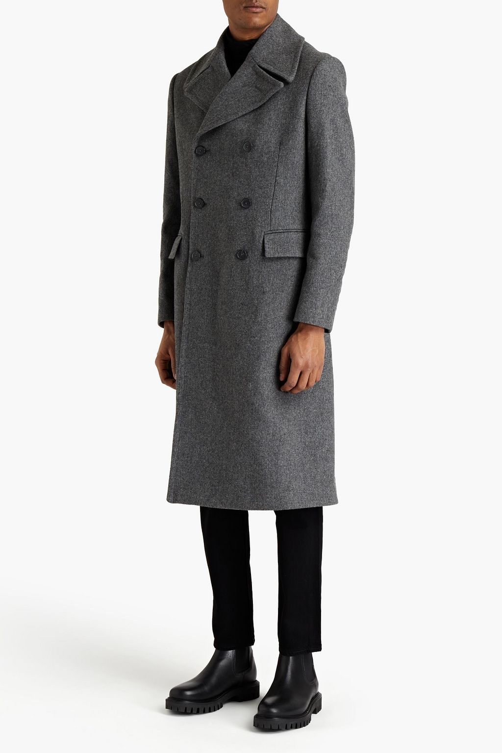 MICHAEL KORS Double-breasted mélange wool-blend felt coat