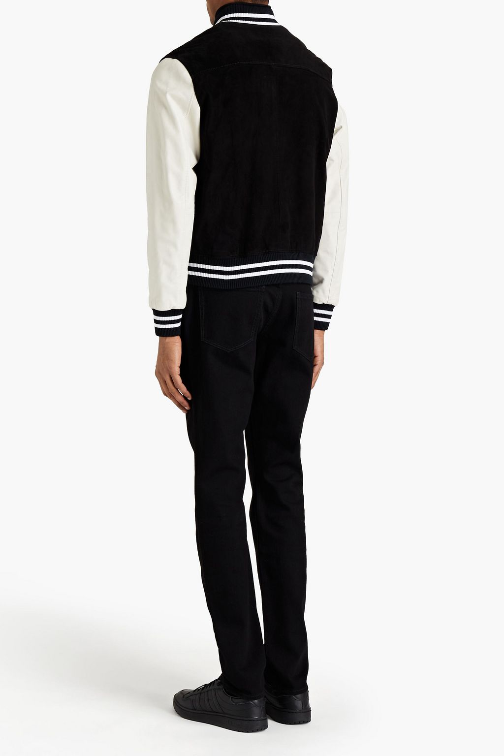 MICHAEL KORS Leather-paneled suede bomber jacket