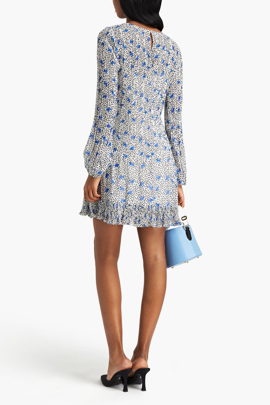 MAJE Pleated floral-print georgette mini dress