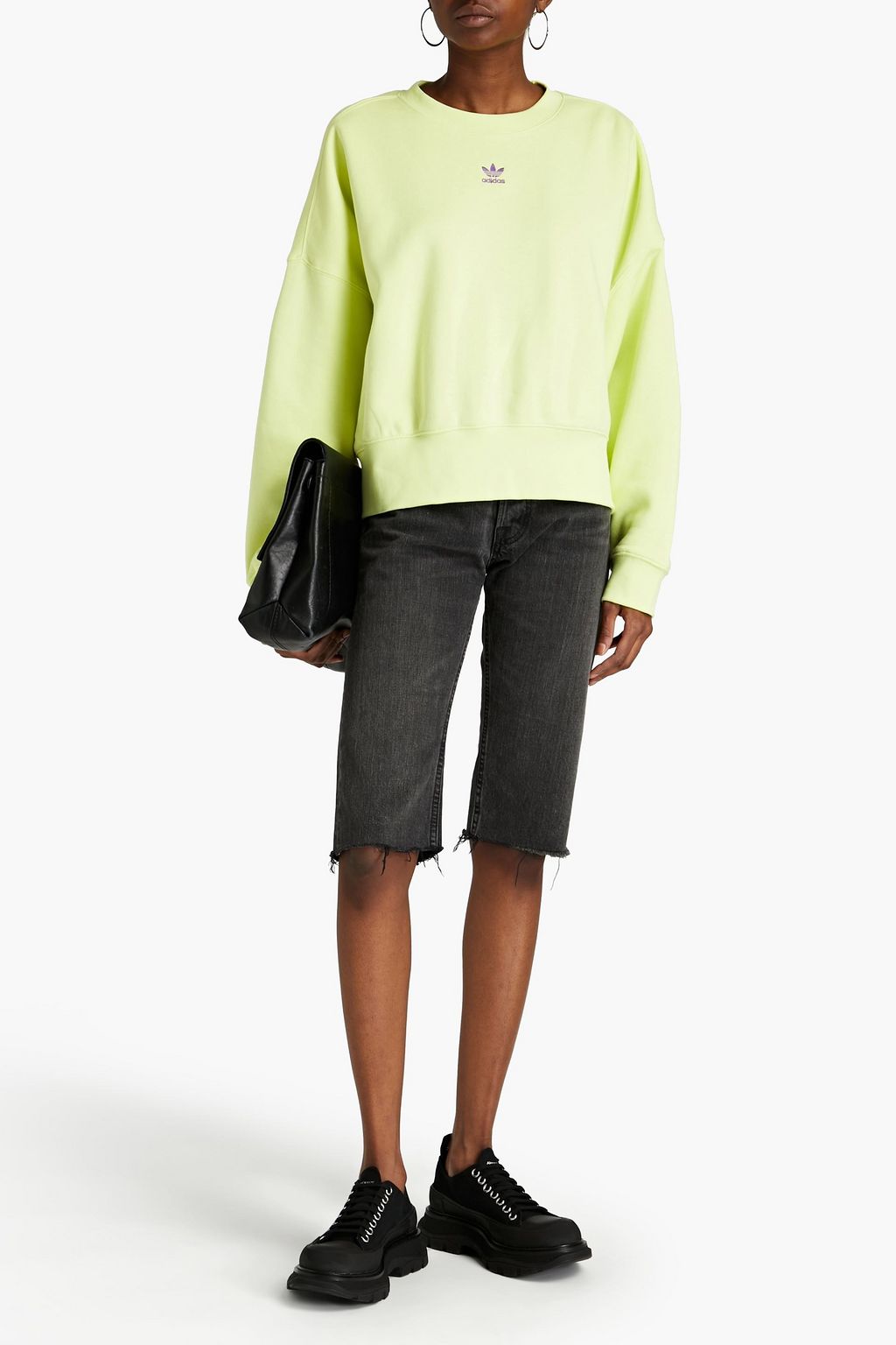 ADIDAS ORIGINALS Logo-embroidered cotton-blend terry sweatshirt