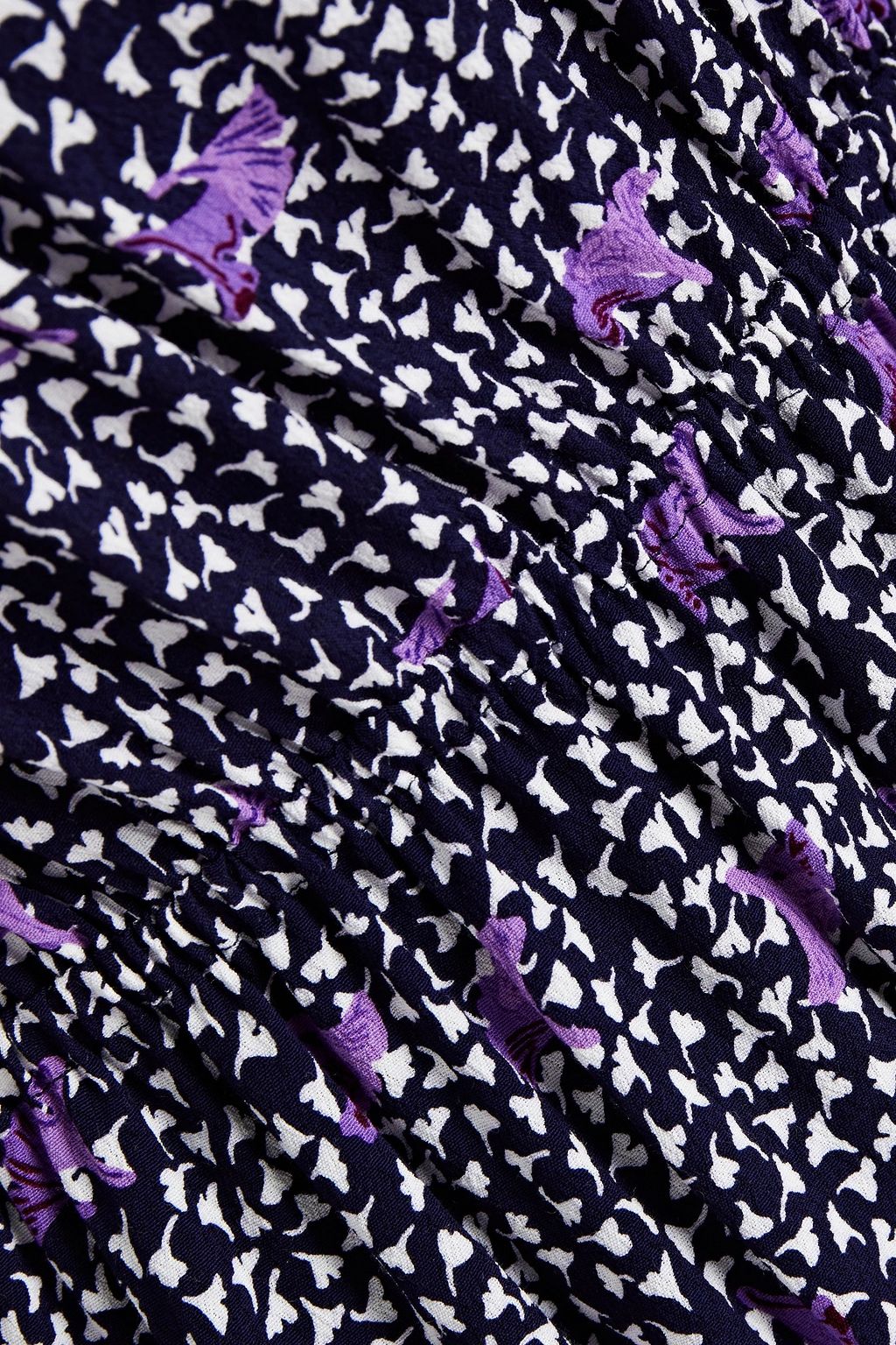 MAJE Shirred floral-print crepe mini dress