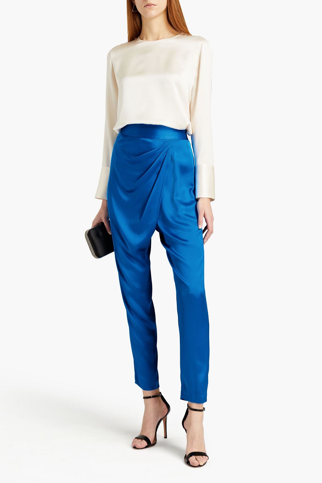 MICHELLE MASON Belted silk-charmeuse tapered pants