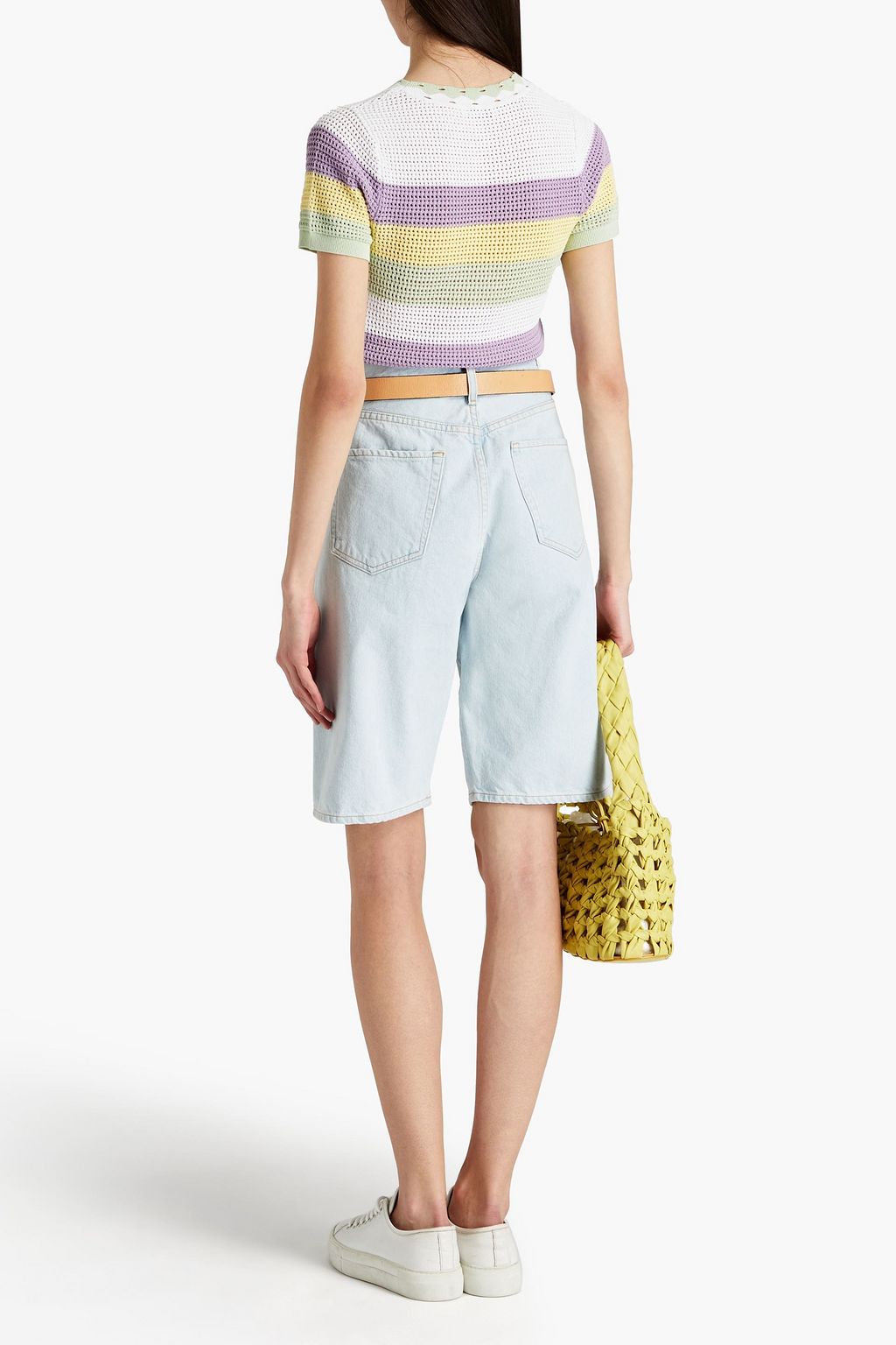 SANDRO Ninon striped crochet-knit top