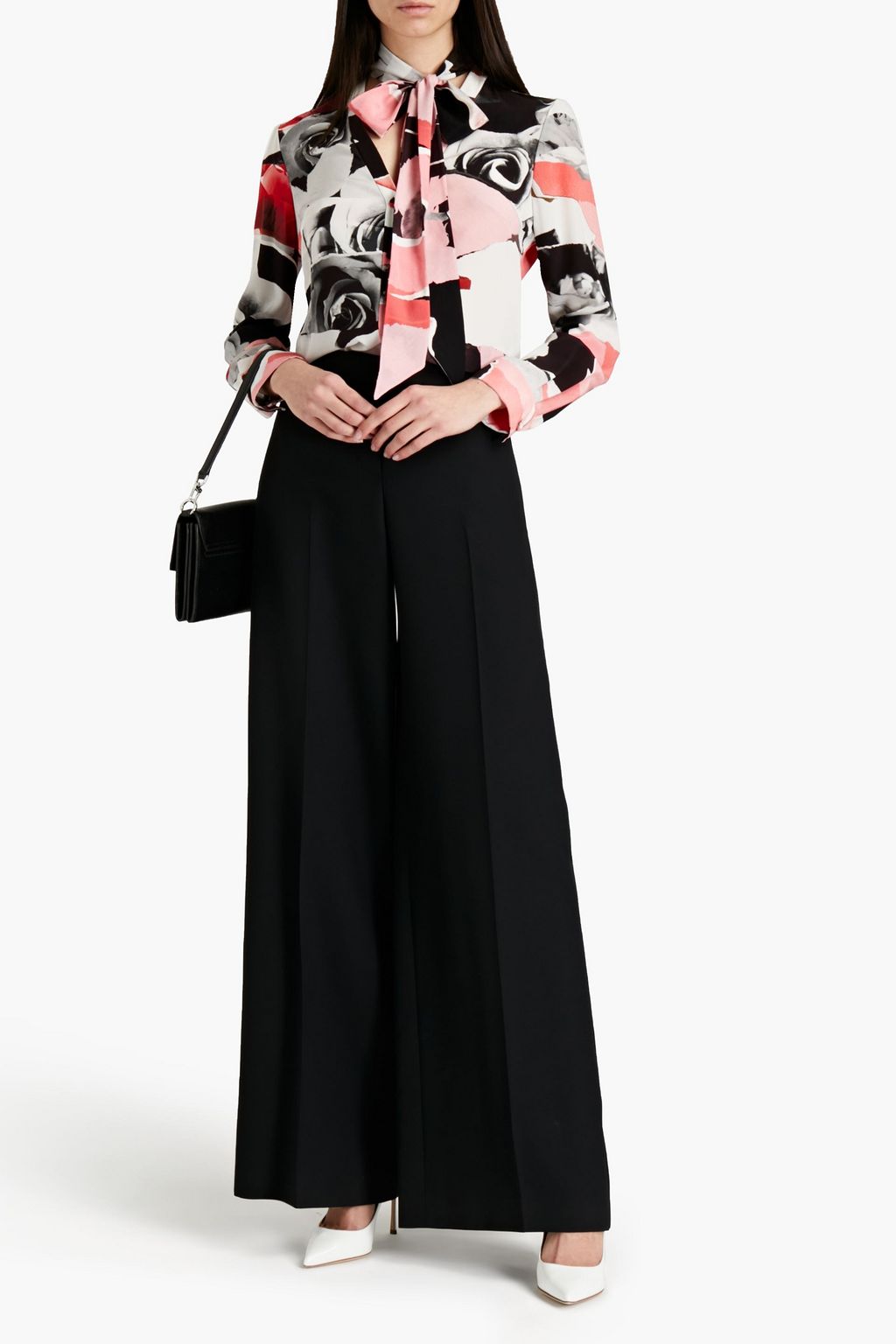MCQUEEN Wool-blend flannel wide-leg pants