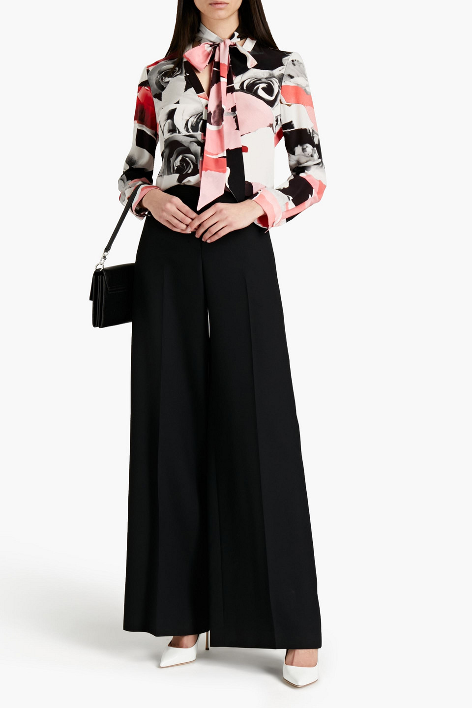 Alexander Mcqueen Wool-blend Flannel Wide-leg Pants In Black
