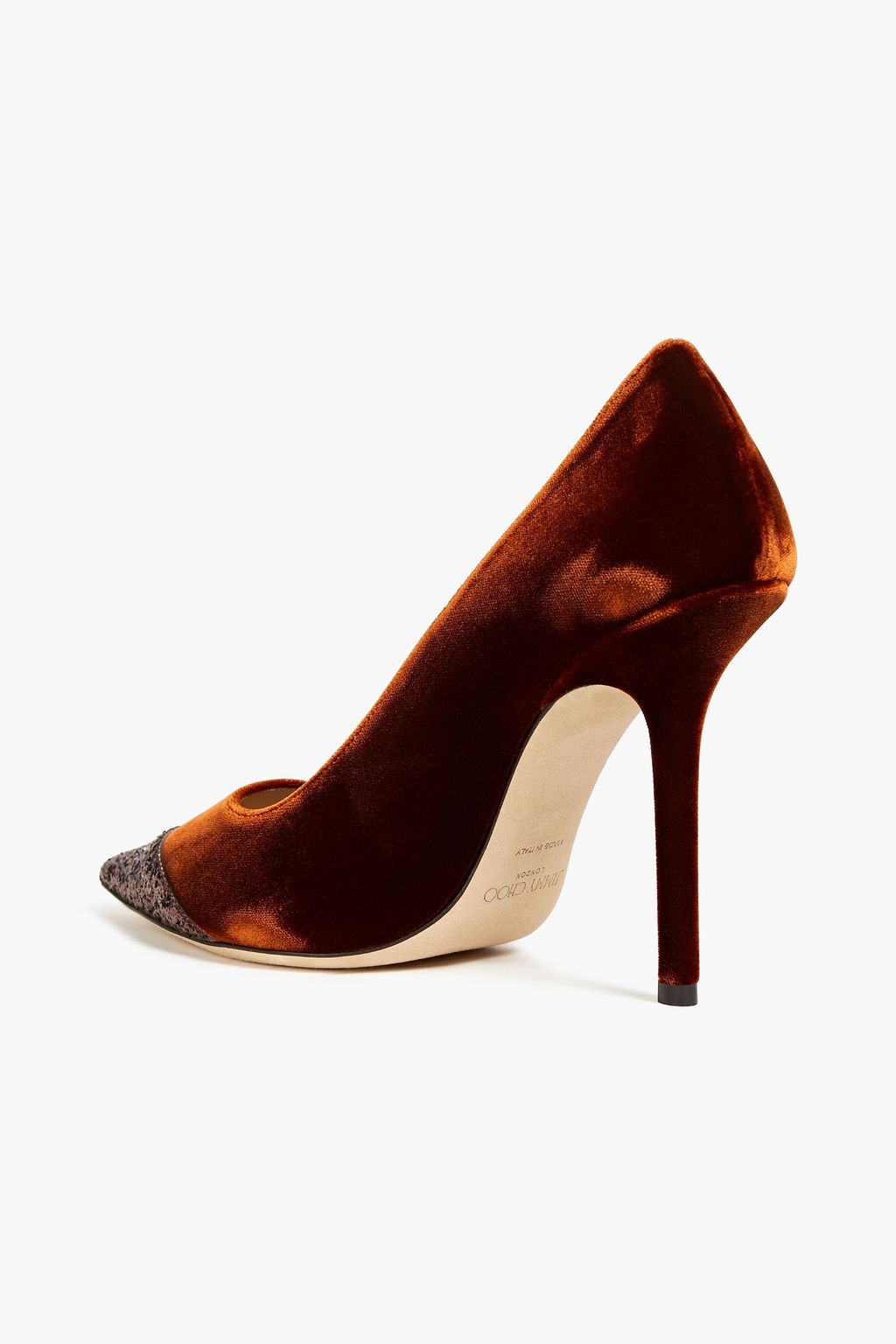 JIMMY CHOO Love 100 glittered velvet pumps