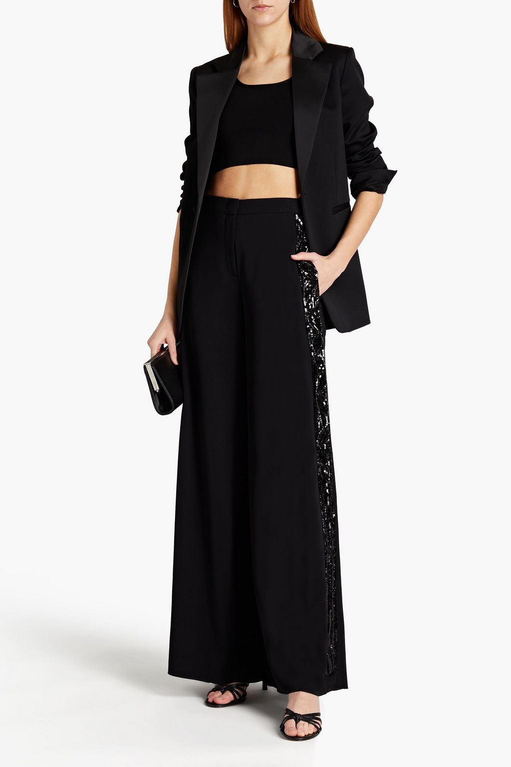 PUCCI Embellished stretch-crepe wide-leg pants