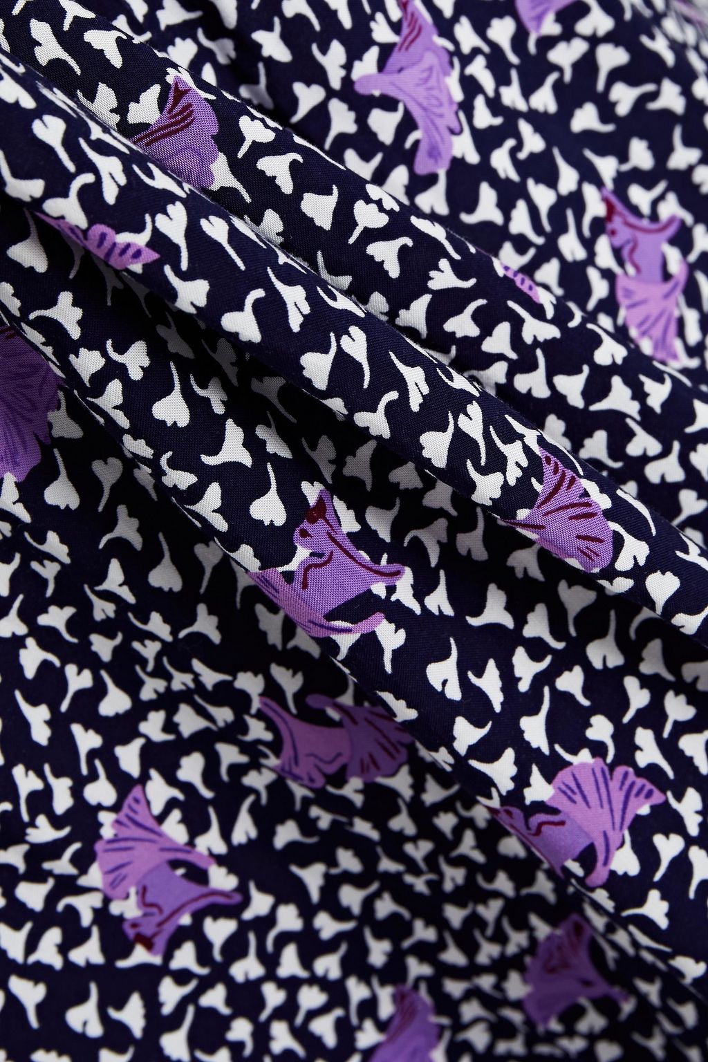 MAJE Gathered floral-print crepe mini dress