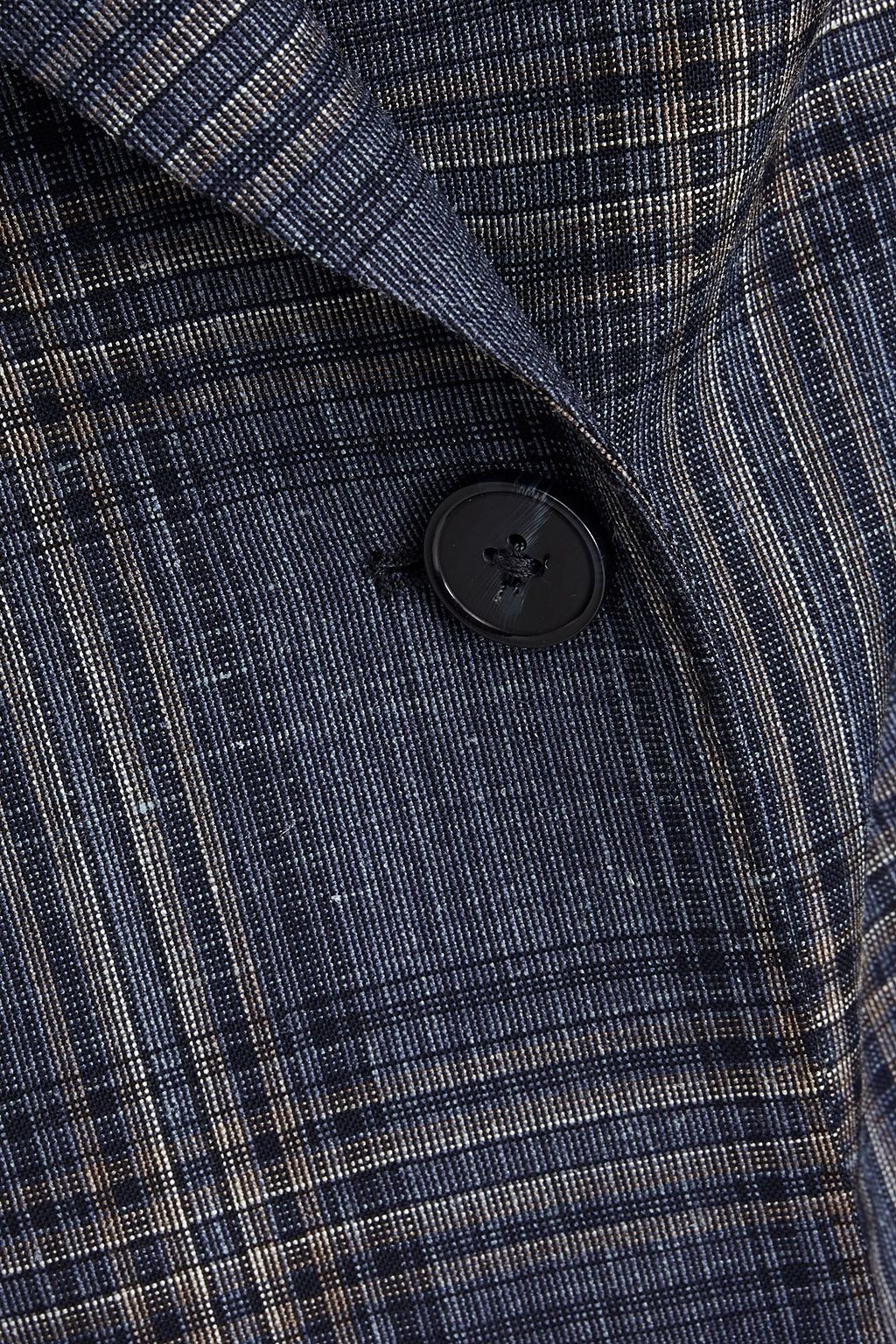 OFFICINE GÉNÉRALE Manon double-breasted checked wool, silk and linen blend blazer