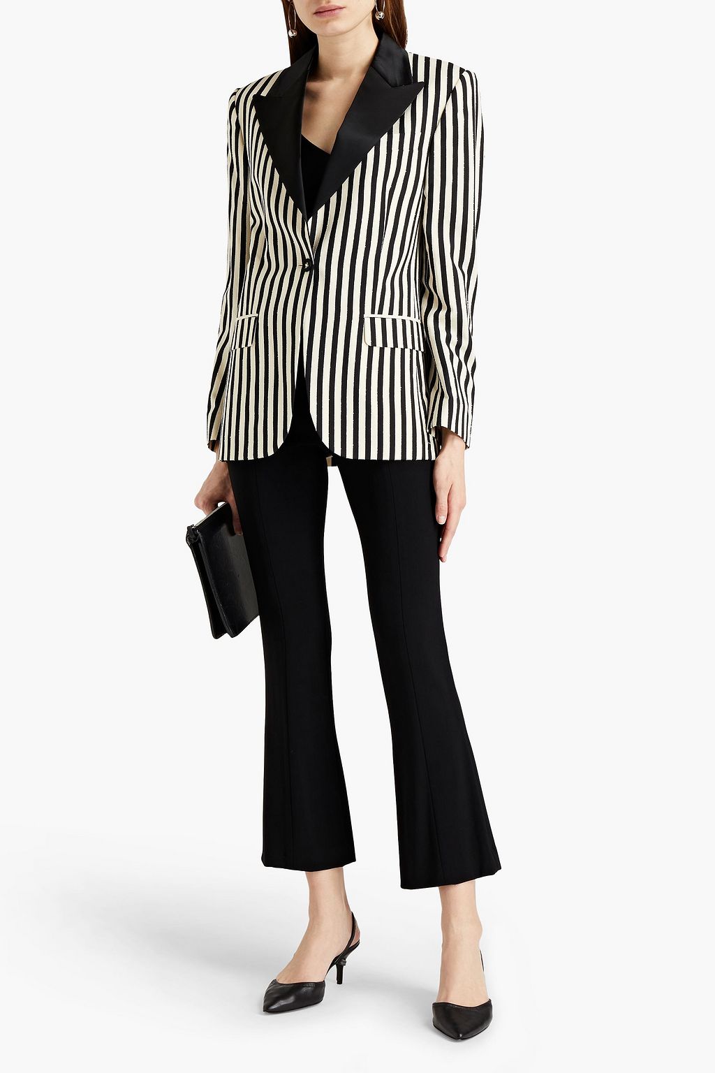 OFFICINE GÉNÉRALE Janelle satin-trimmed striped jacquard blazer