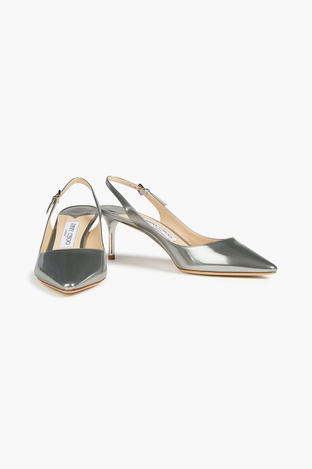 JIMMY CHOO Erin 60 metallic leather slingback pumps