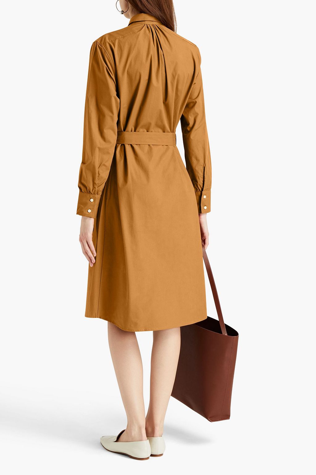 OFFICINE GÉNÉRALE Virginie belted gathered cotton-poplin shirt dress