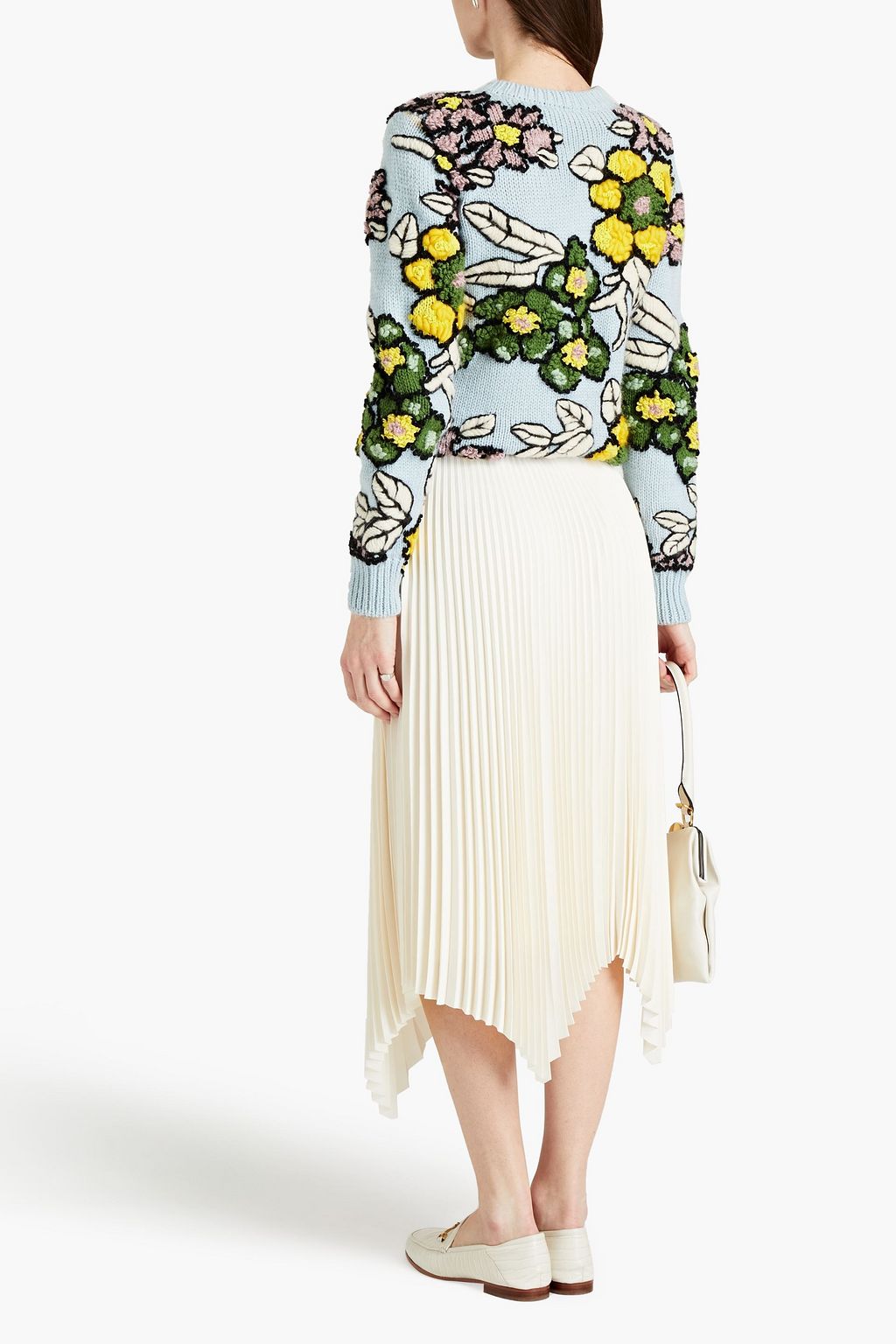 TORY BURCH Pleated crepe de chine midi skirt