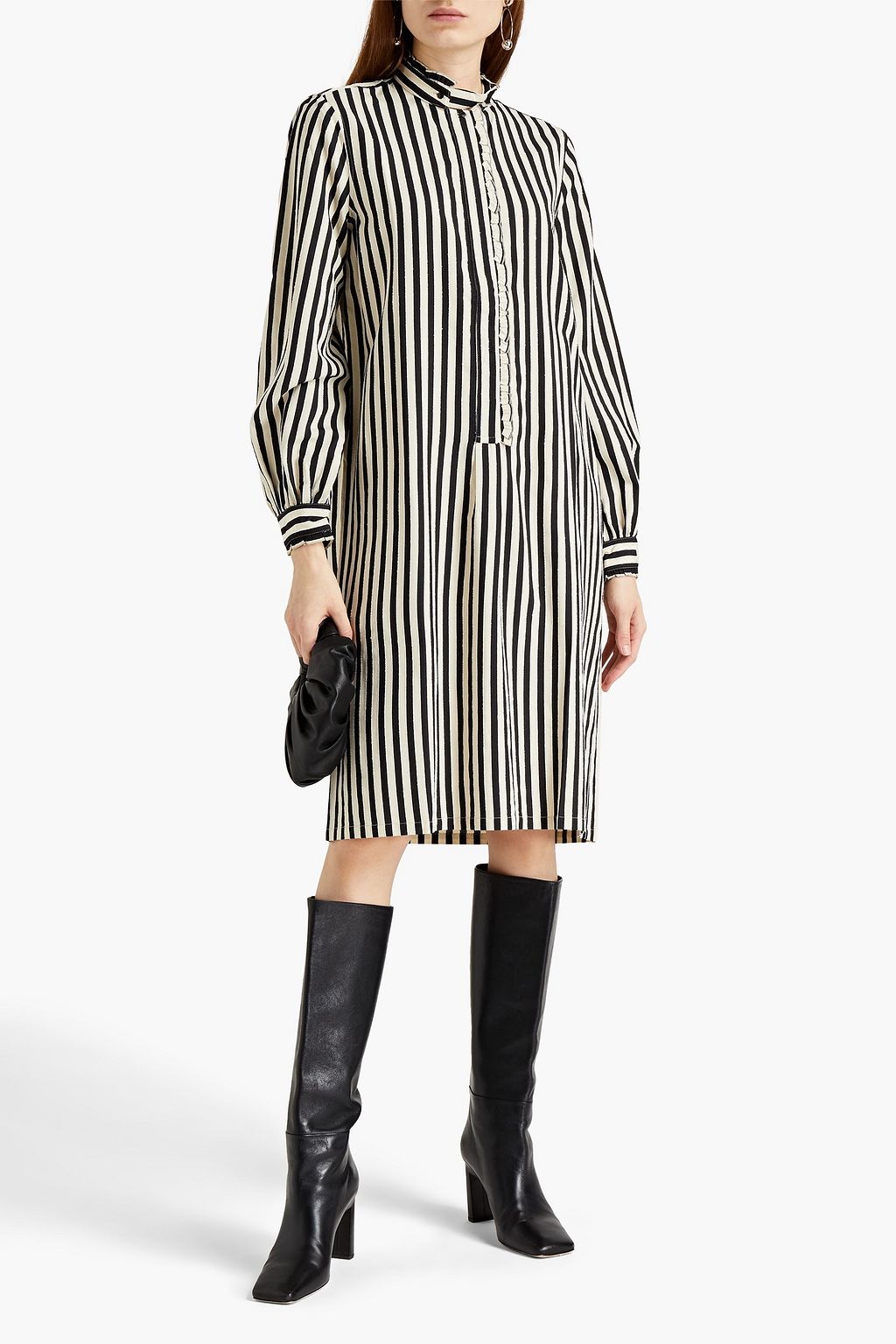 OFFICINE GÉNÉRALE Melody ruffle-trimmed striped jacquard dress