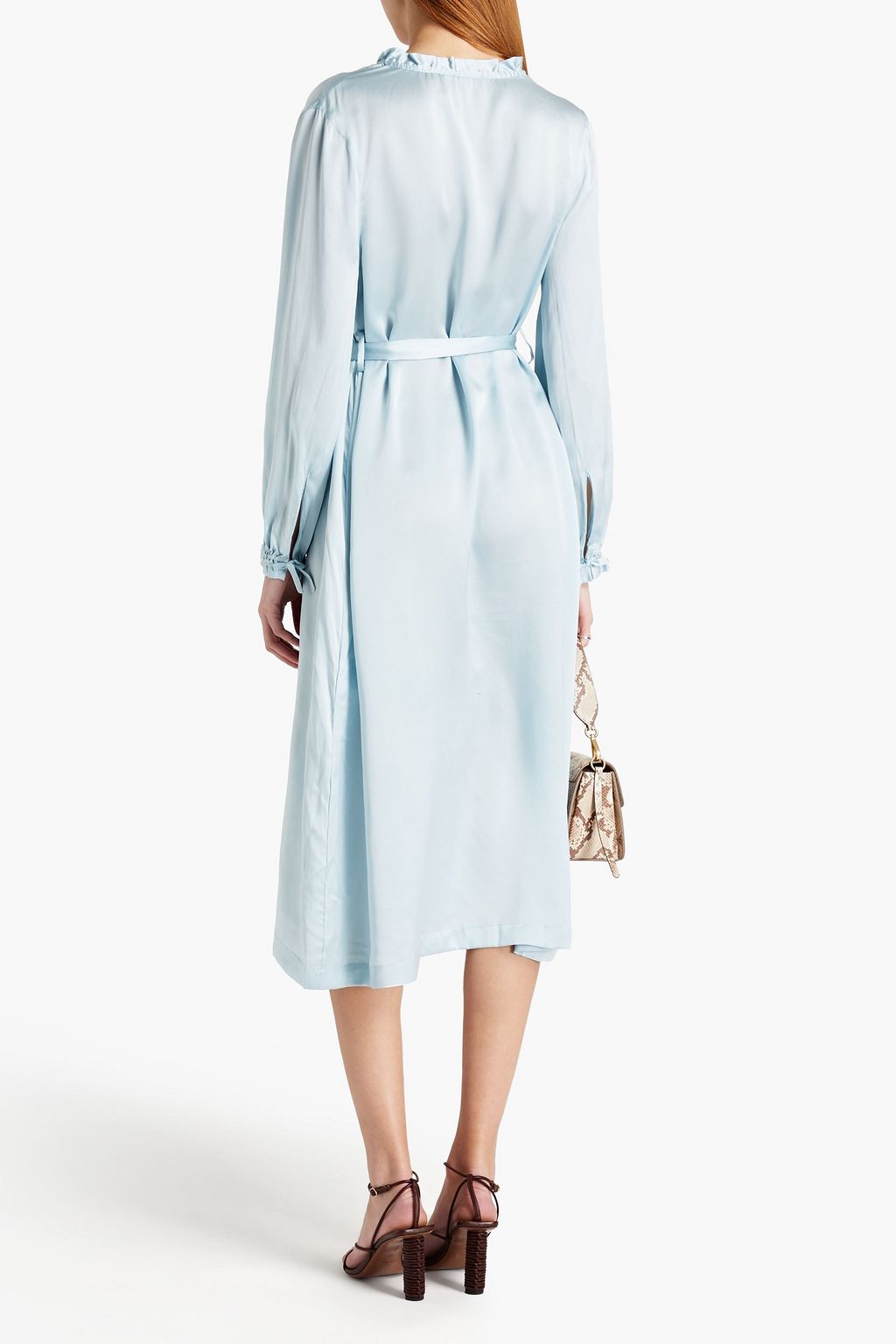 OFFICINE GÉNÉRALE Louison belted silk-satin midi dress