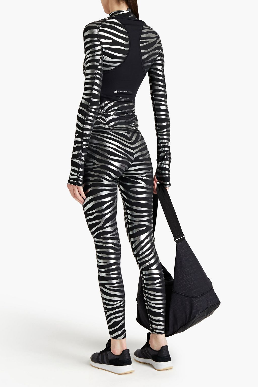 ADIDAS BY STELLA MCCARTNEY Metallic zebra-print stretch leggings