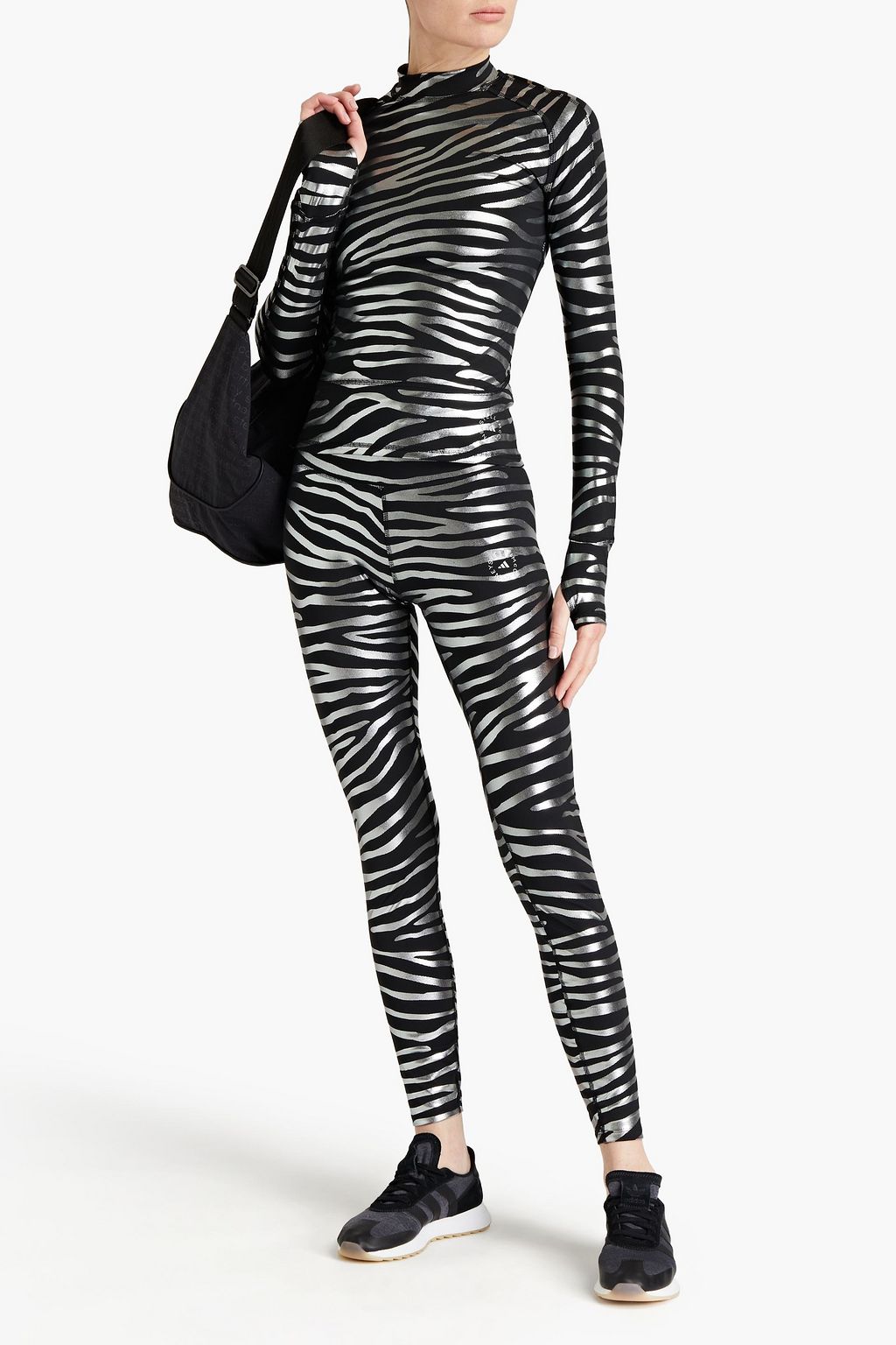 ADIDAS BY STELLA MCCARTNEY Metallic zebra-print stretch leggings