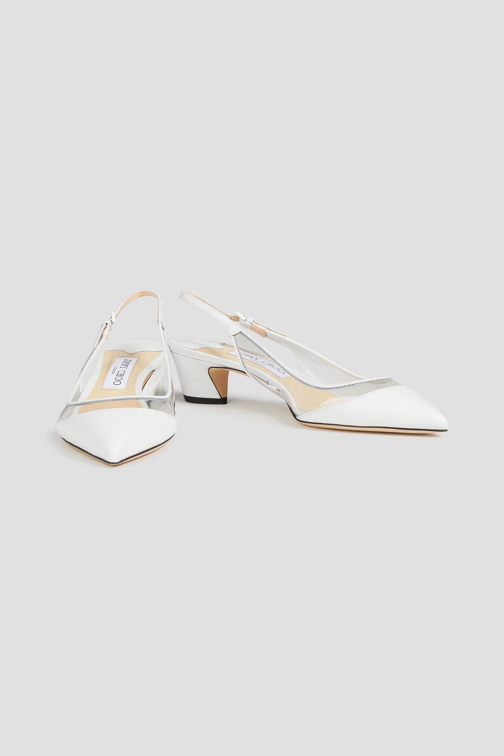 JIMMY CHOO Gemma 40 PVC-paneled leather slingback pumps