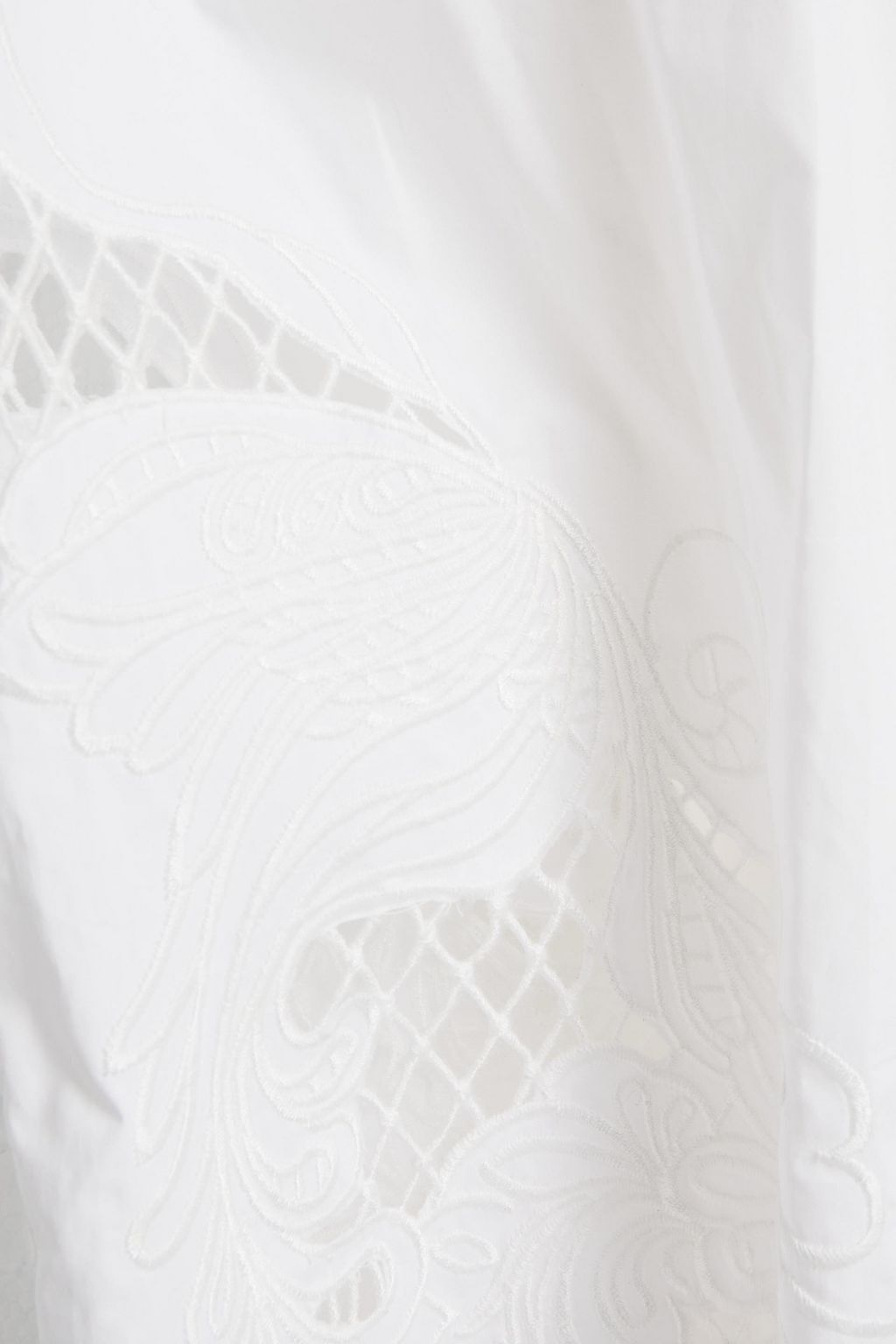 MAJE Broderie anglaise-trimmed gathered cotton-poplin mini dress