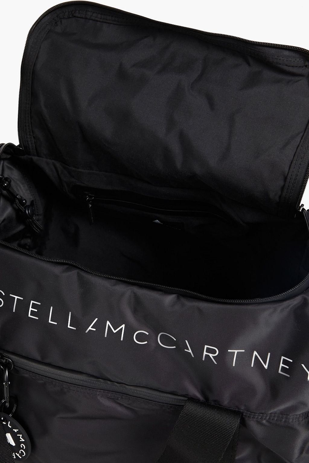 ADIDAS BY STELLA MCCARTNEY Mesh-trimmed logo-print recycled shell gym bag