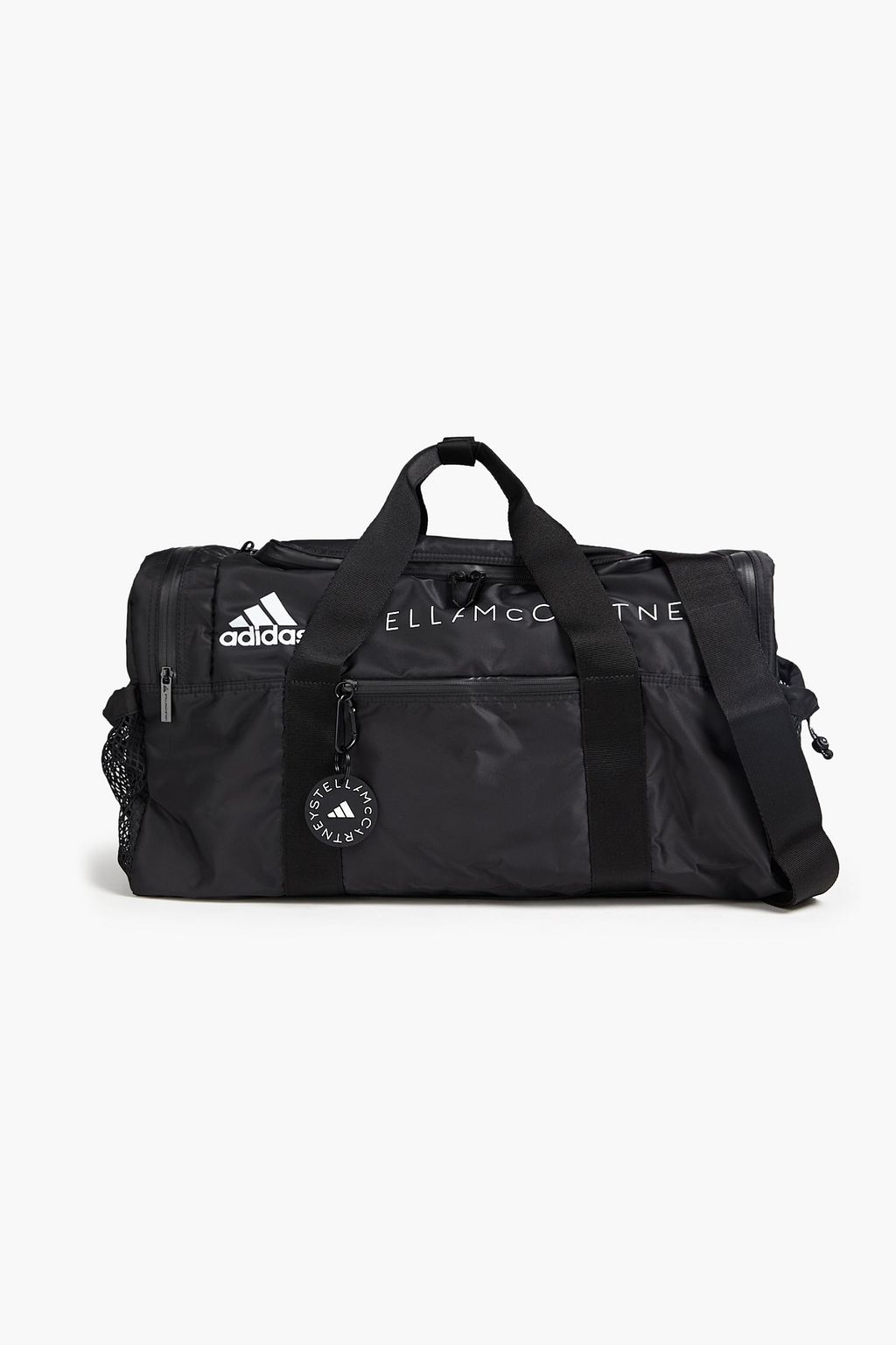 ADIDAS BY STELLA MCCARTNEY Mesh-trimmed logo-print recycled shell gym bag