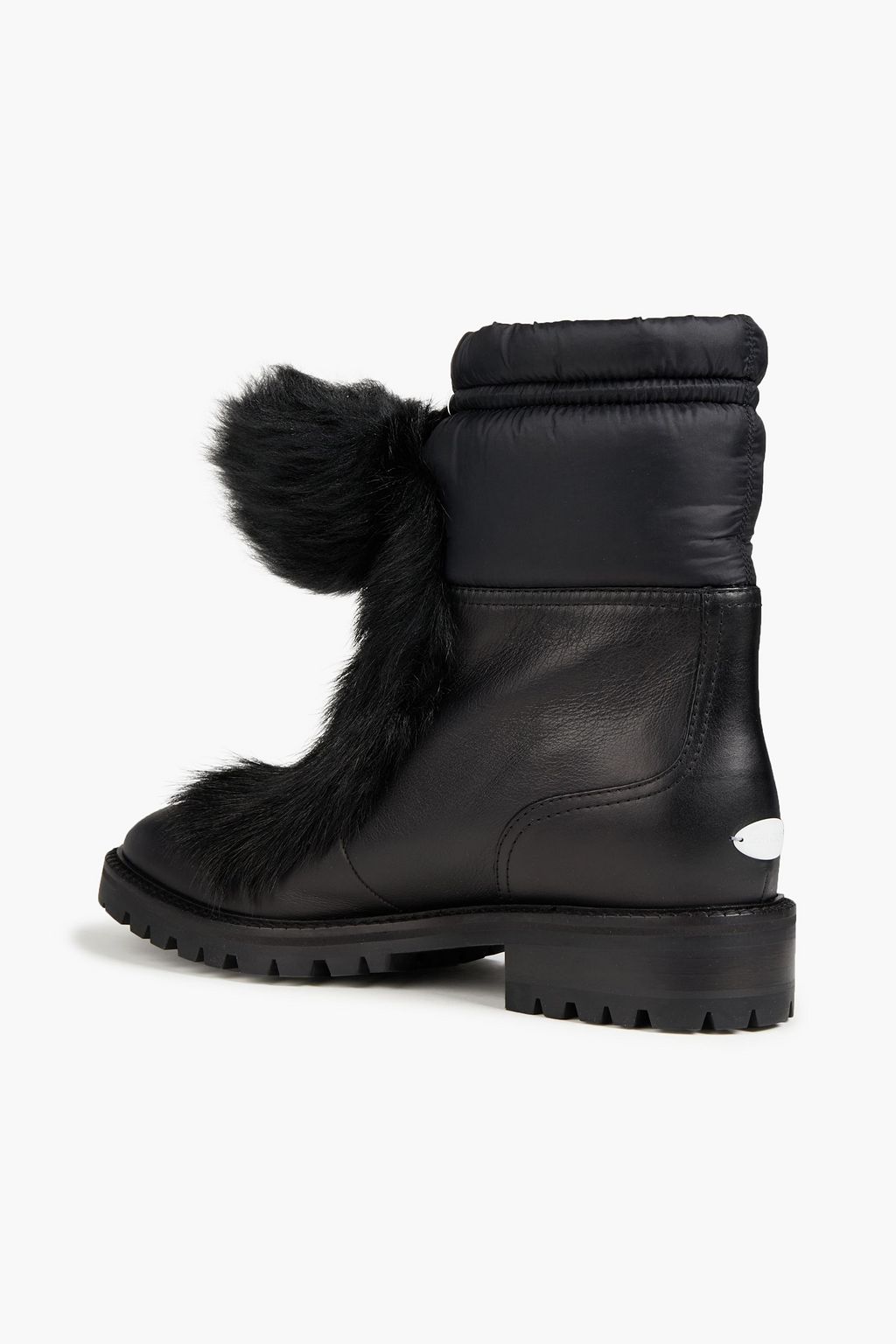 JIMMY CHOO Glacie shearling-trimmed embellished shell and leather ankle boots