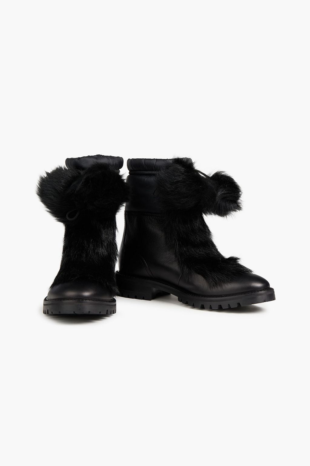 JIMMY CHOO Glacie shearling-trimmed embellished shell and leather ankle boots