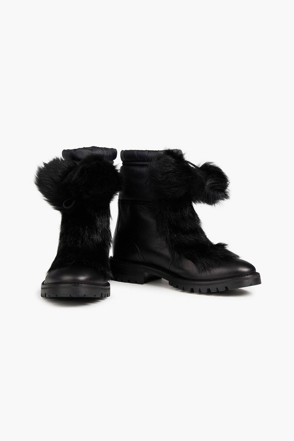 Jimmy Choo Glacie Shearling-trimmed Embellished Shell And Leather Ankle Boots In Black