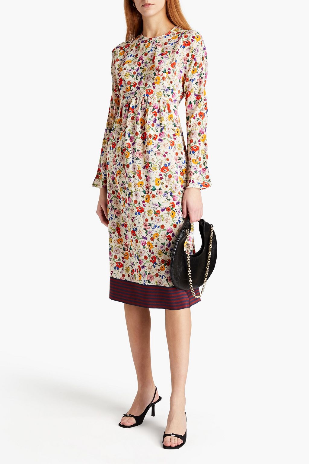 OFFICINE GÉNÉRALE Erin floral-print silk crepe de chine midi dress