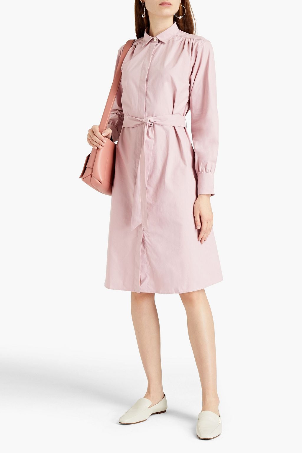OFFICINE GÉNÉRALE Virginie belted gathered cotton-poplin shirt dress