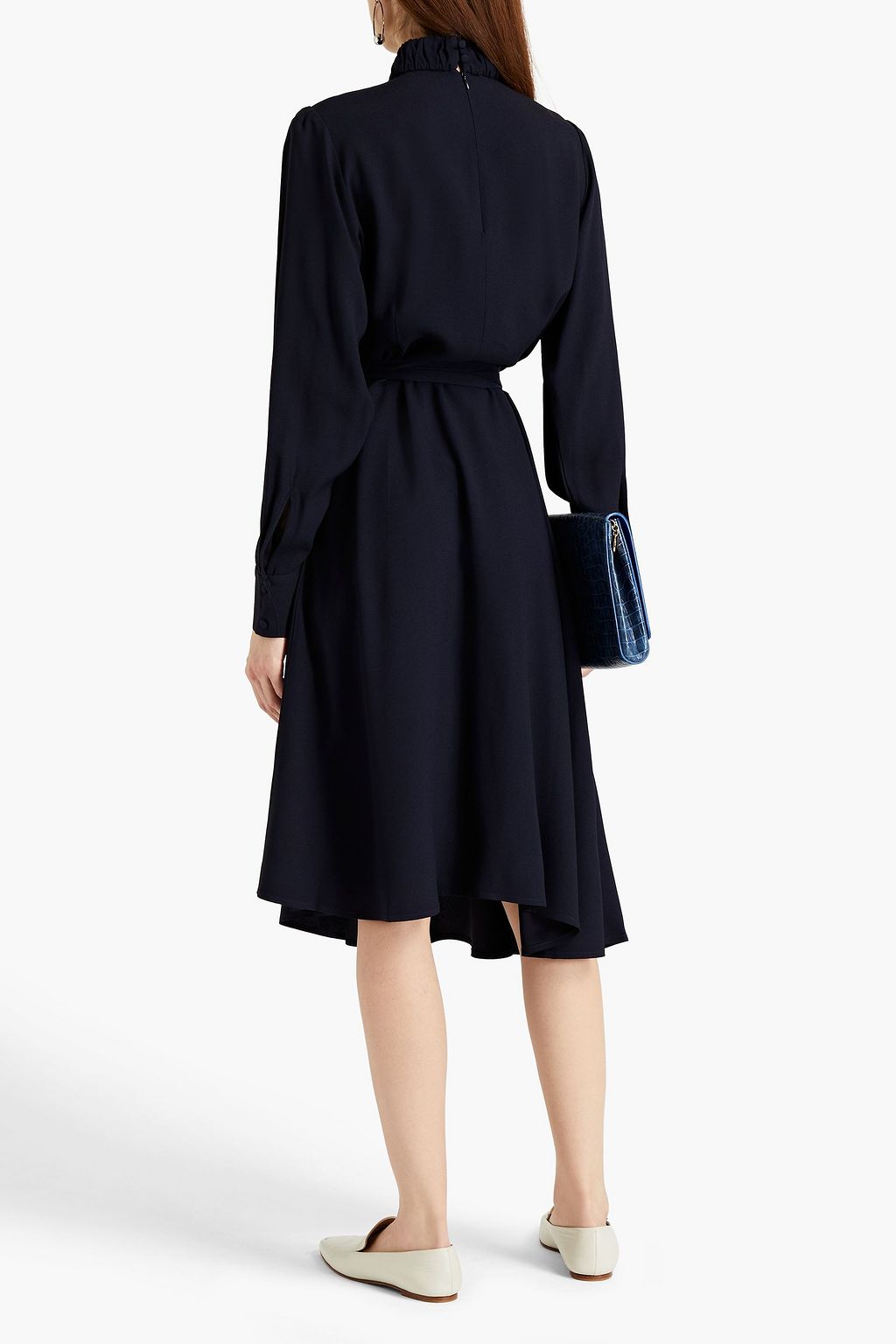 OFFICINE GÉNÉRALE Solange asymmetric belted cady midi dress