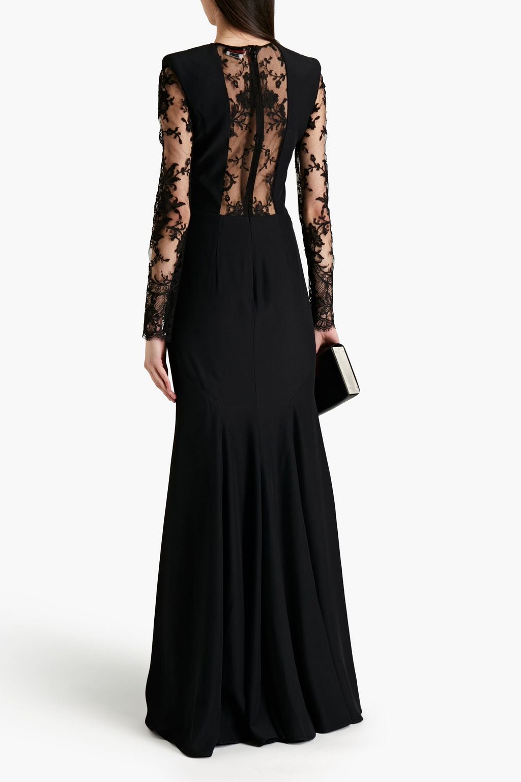 MCQUEEN Layered satin and crepe gown
