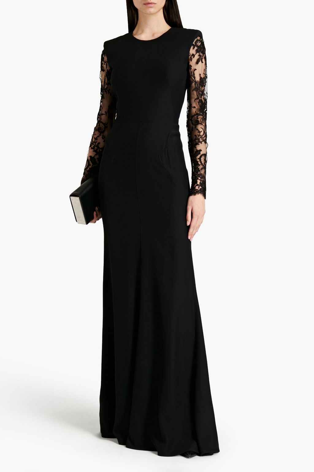 MCQUEEN Layered satin and crepe gown