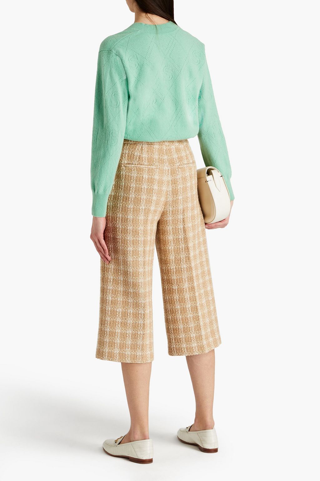 SANDRO Pointelle-knit wool and cashmere-blend sweater