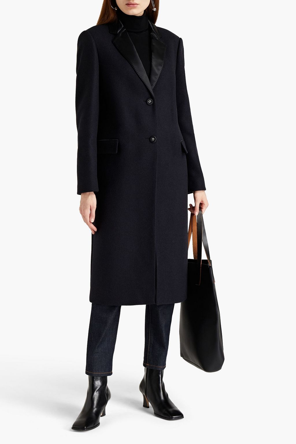 OFFICINE GÉNÉRALE Eden satin-trimmed wool-blend coat