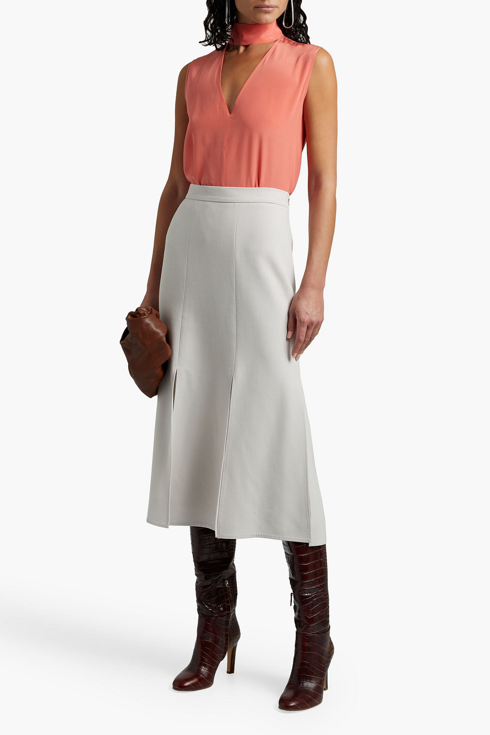 Victoria Beckham Cutout Silk Crepe De Chine Top In Coral
