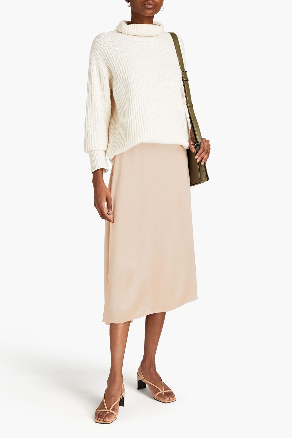 JOSEPH Selena silk-satin crepe midi skirt