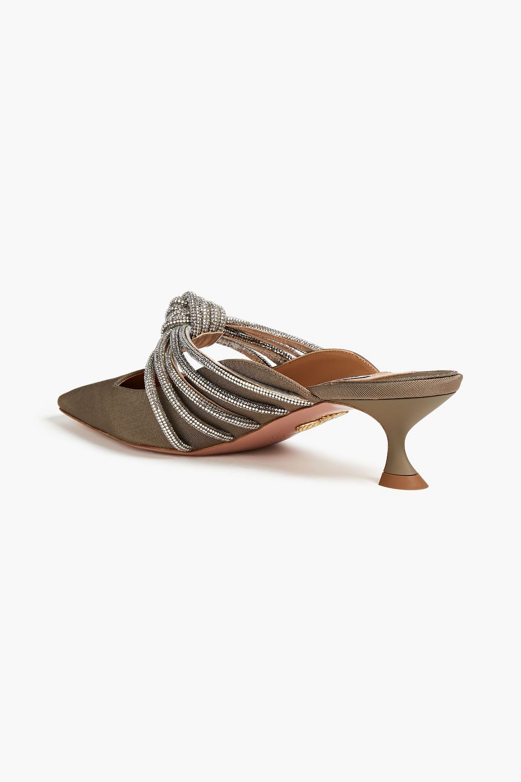 AQUAZZURA Celeste 45 crystal-embellished grosgrain mules