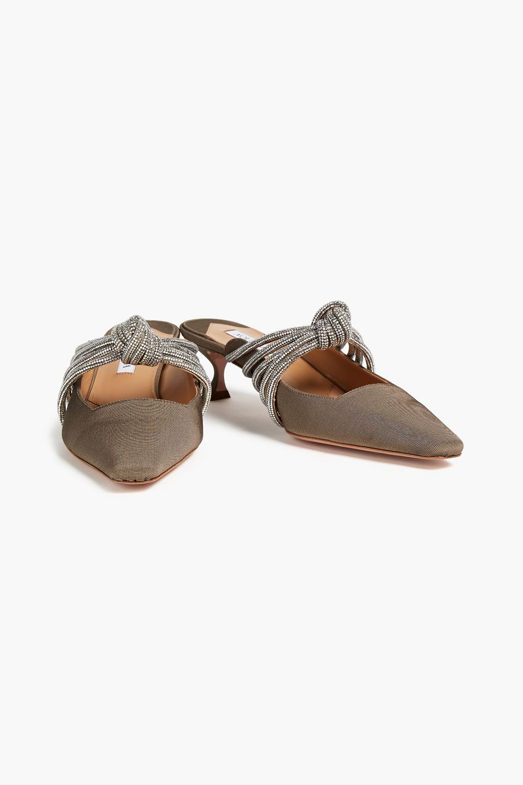 AQUAZZURA Celeste 45 crystal-embellished grosgrain mules