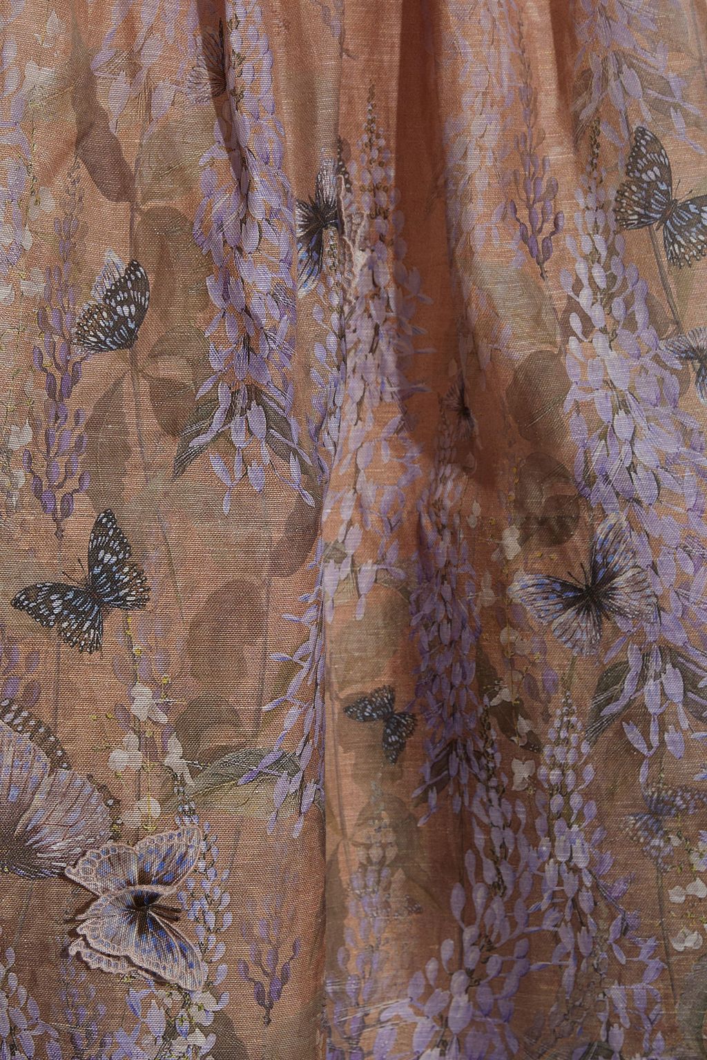 ZIMMERMANN Appliquéd printed dégradé linen and silk-blend skirt