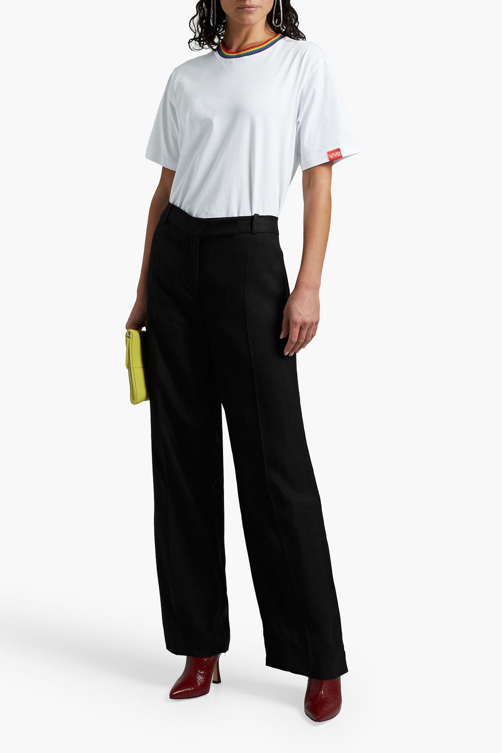 VICTORIA, VICTORIA BECKHAM Piqué wide-leg pants