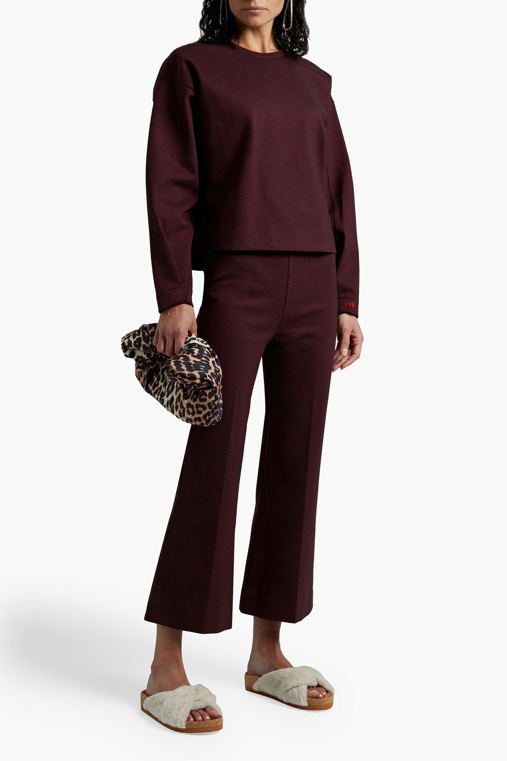 VICTORIA, VICTORIA BECKHAM Mélange ponte kick-flare pants