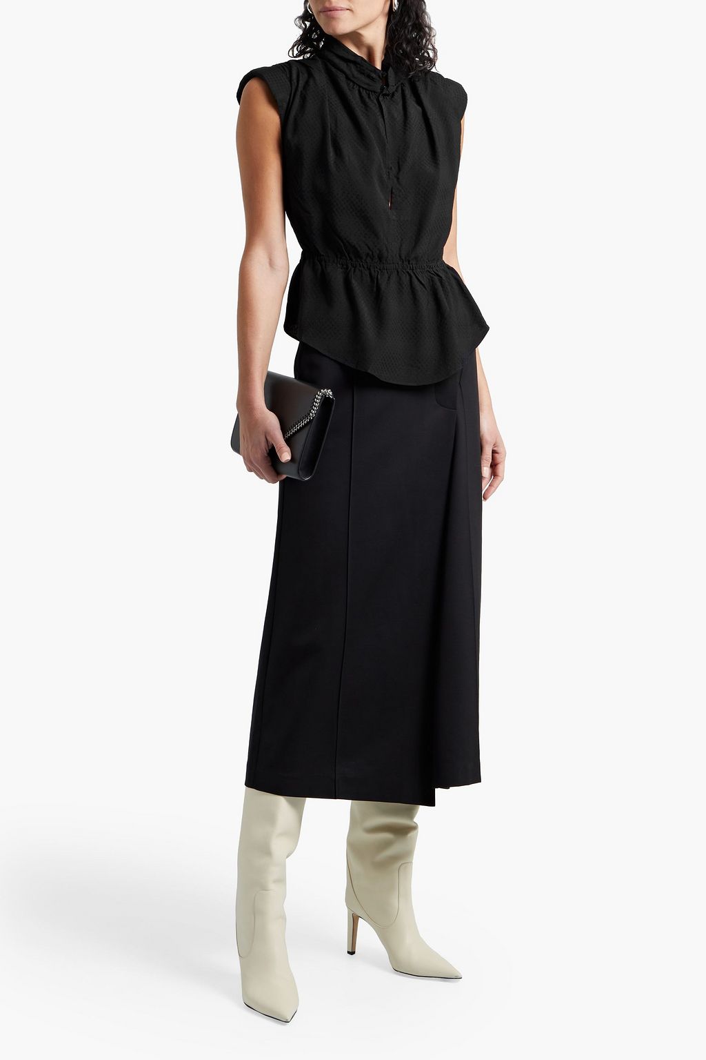 IRO Ailis embroidered woven peplum top