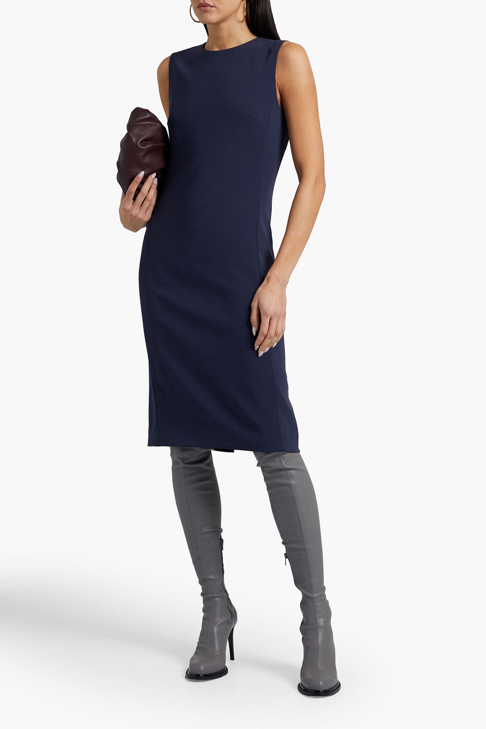 theory navy blue dress Shift Dress in Admiral Crepe | Women's Modern Work Dress