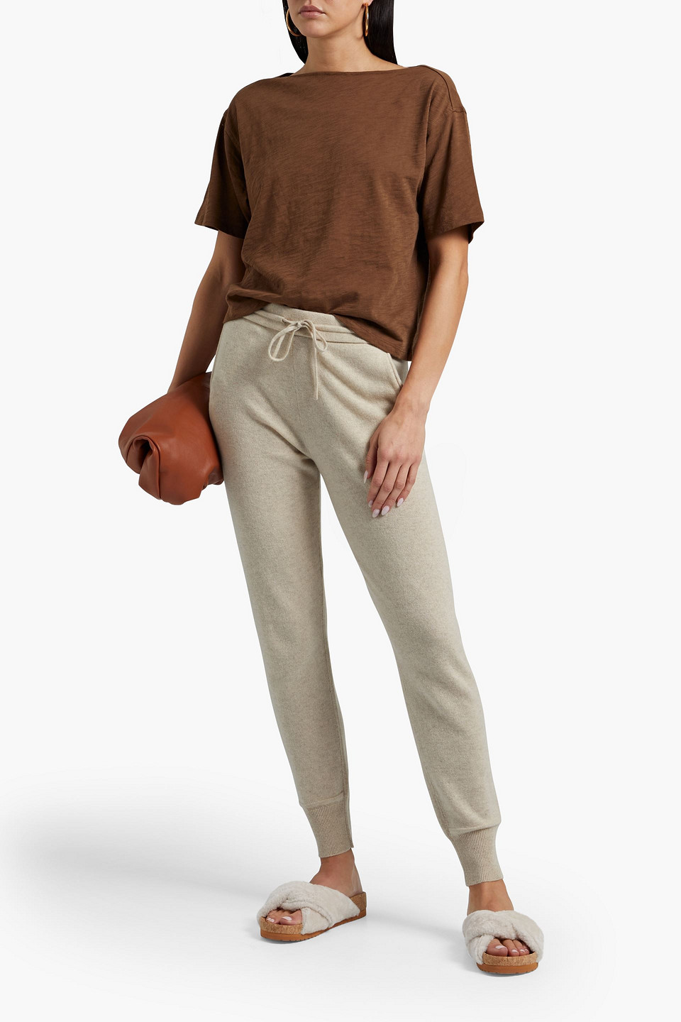 Theory Arleena Mélange Cashmere Tapered Pants In Grey