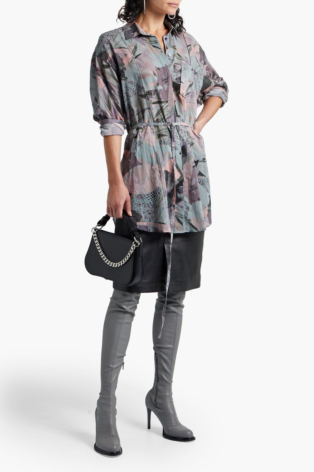 IRO Cielo belted printed cotton shirt