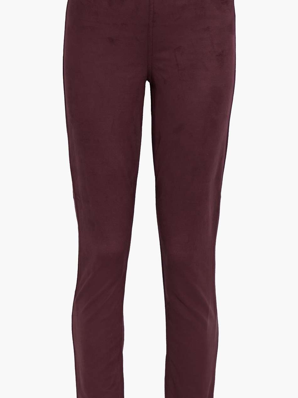 embroidered faux suede slim-leg pants