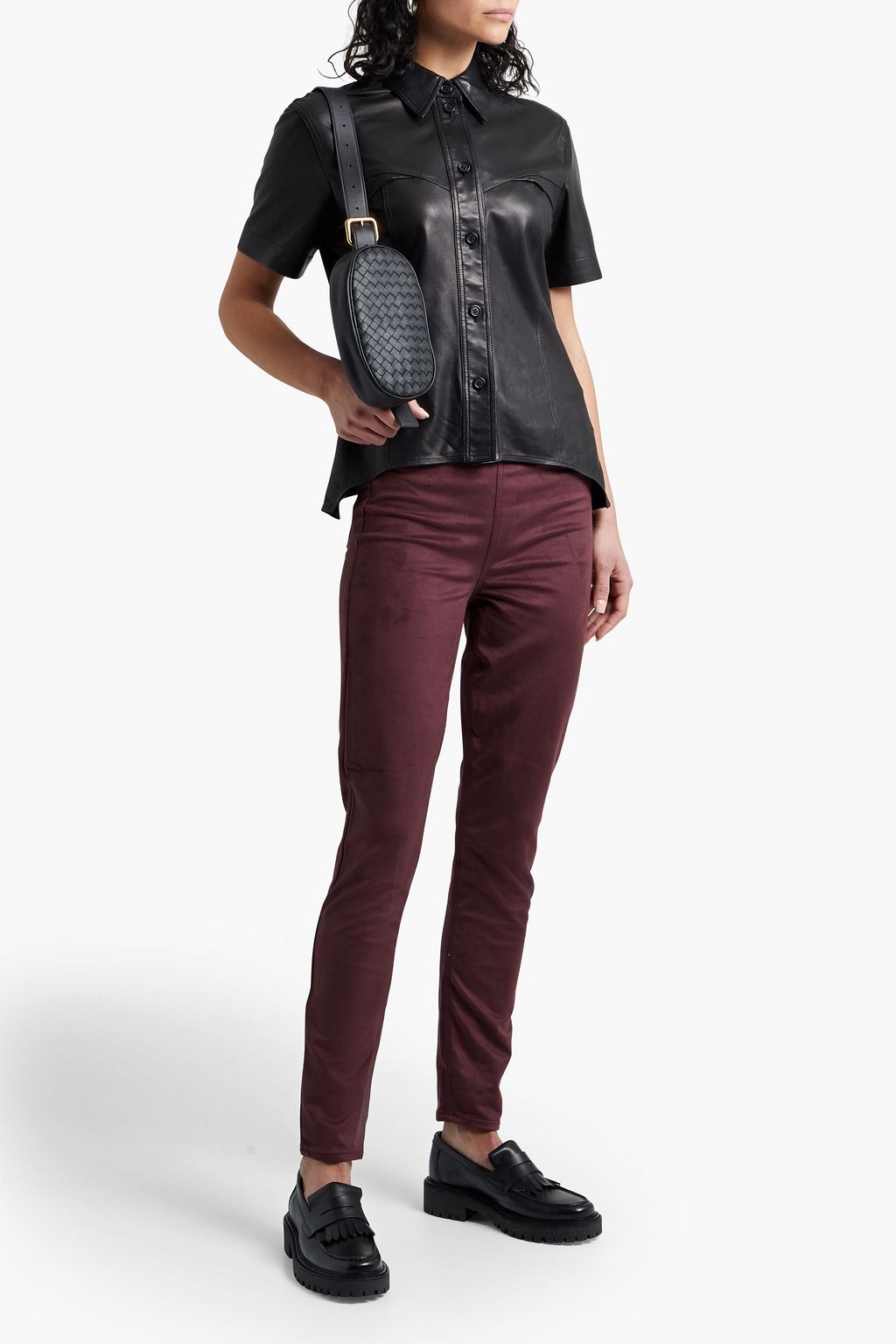 RAG & BONE Embroidered faux suede slim-leg pants