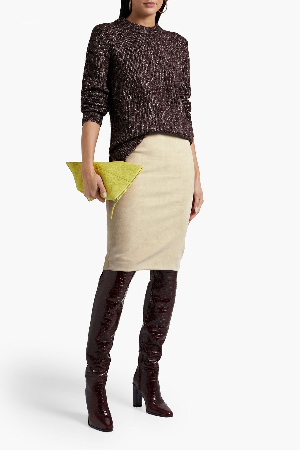 THEORY Marled knitted cotton-blend sweater